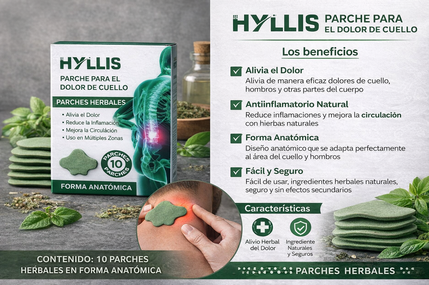 🌿 Parches Relajantes HYLLIS -  Cuello y Espalda