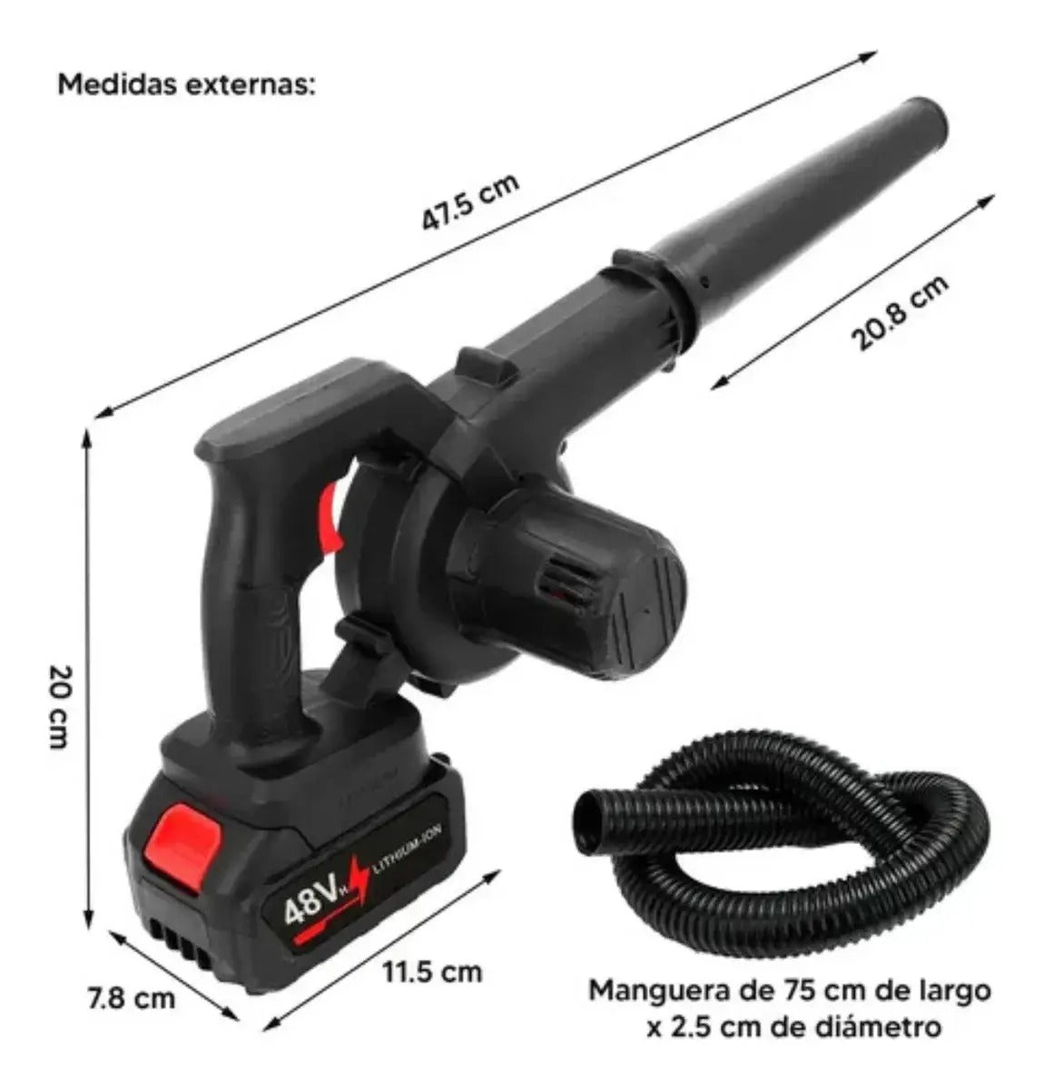 Aspiradora y Sopladora Inalámbrica 2 en 1 – Potencia Portátil con 2 Baterías