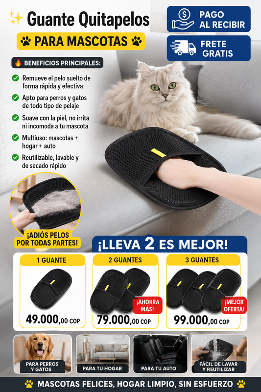 Guante Quitapelos para mascotas