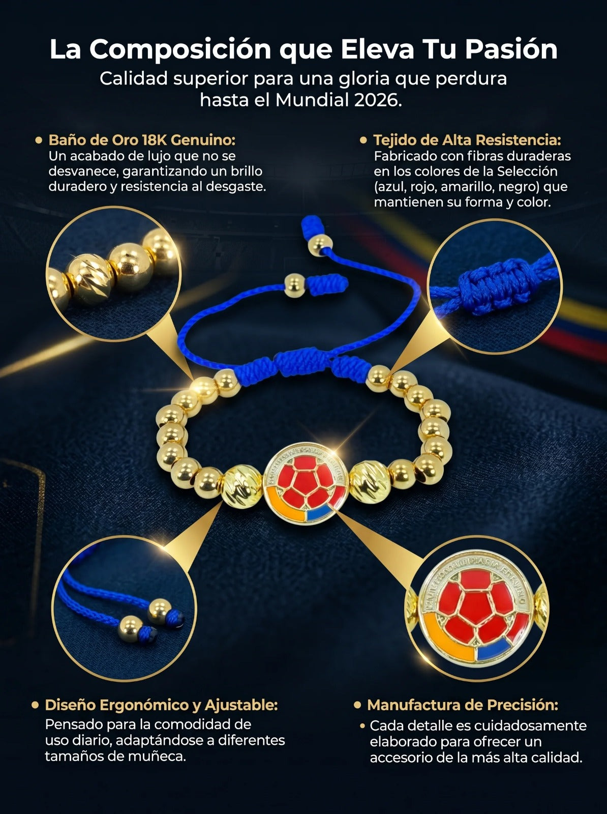 Manilla Selección Colombia Premium | Ajustable + Caja de Regalo